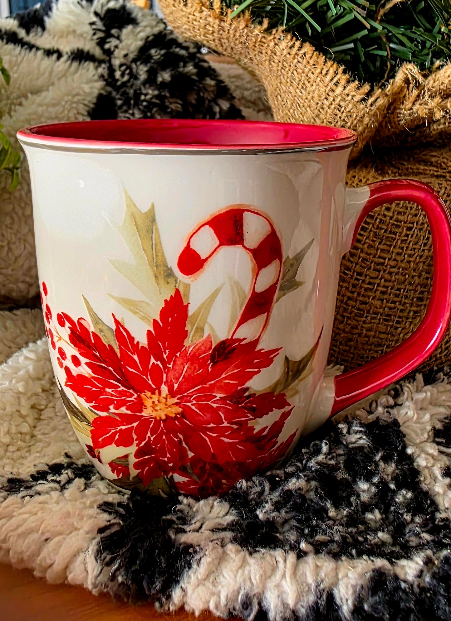 Christmas poinsettia mug