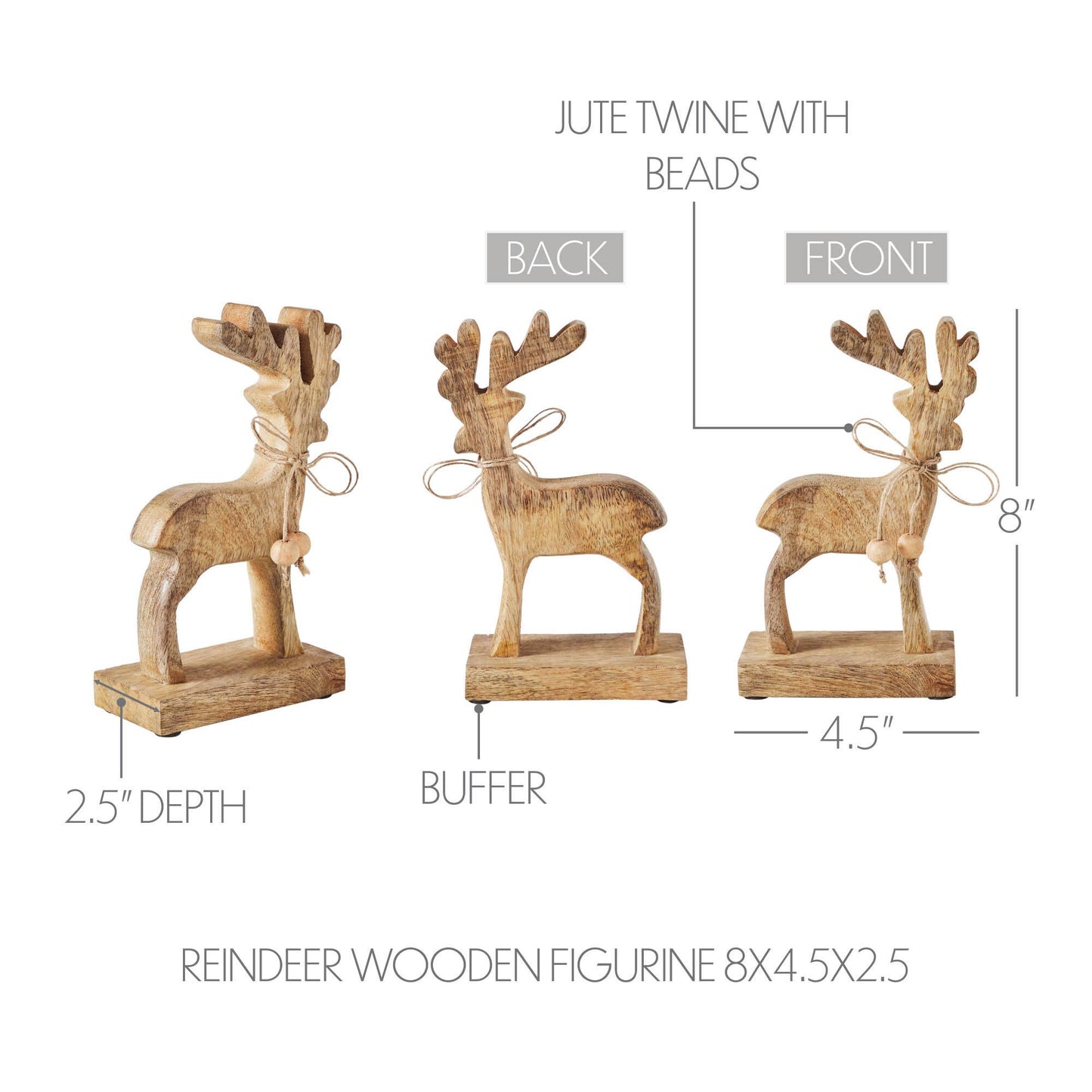 Reindeer Wooden Figurine 8x4.5x2.5