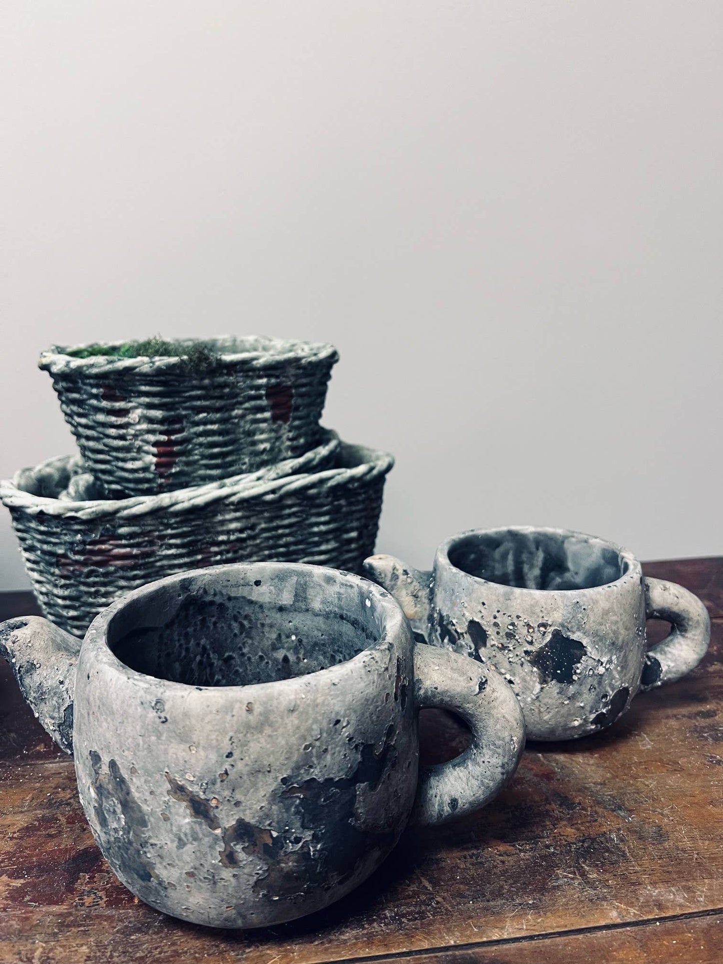 Cement Rustic Teapot Succulent Planter - Medium