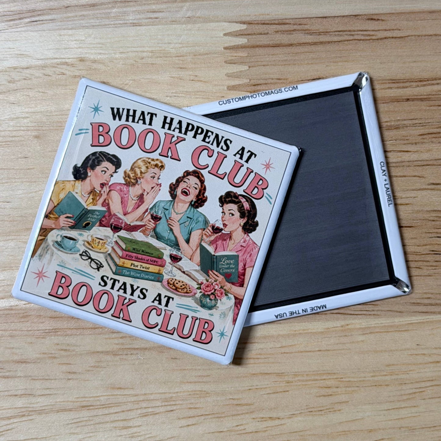 Retro Book Club Magnet – What Happens at Book Club Stays....