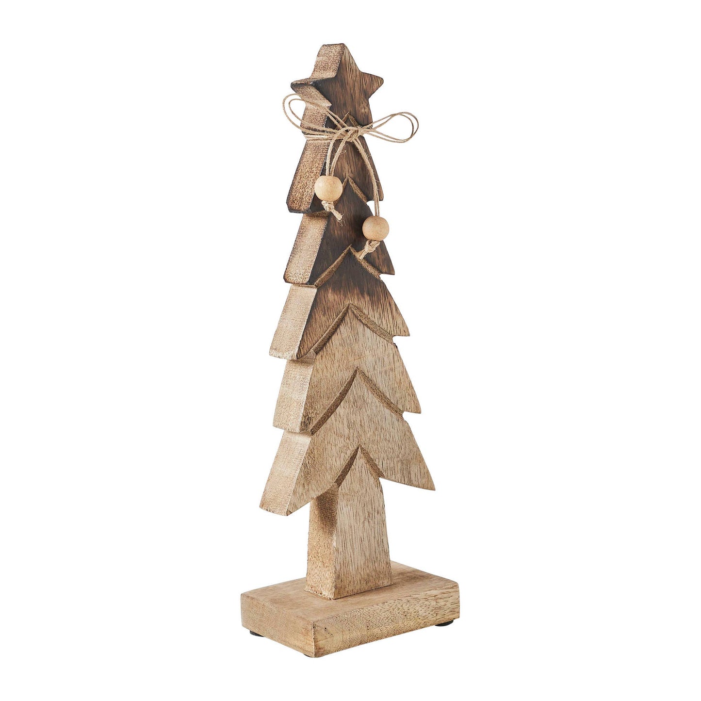 Christmas Tree Wooden Two Toned Brown Natural Figurine 11.75x3.75x2.75