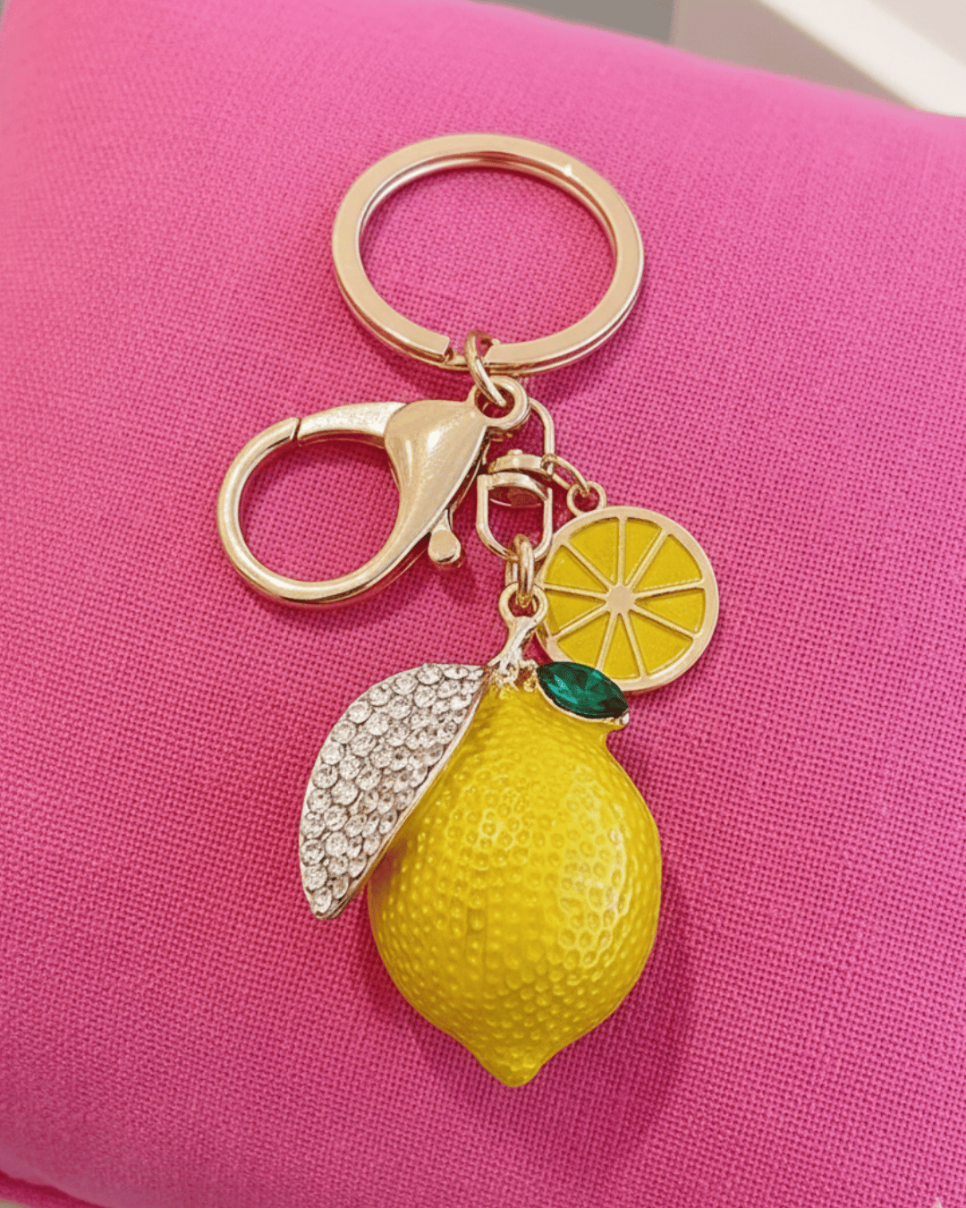 Lemon Rhinestone Keychain