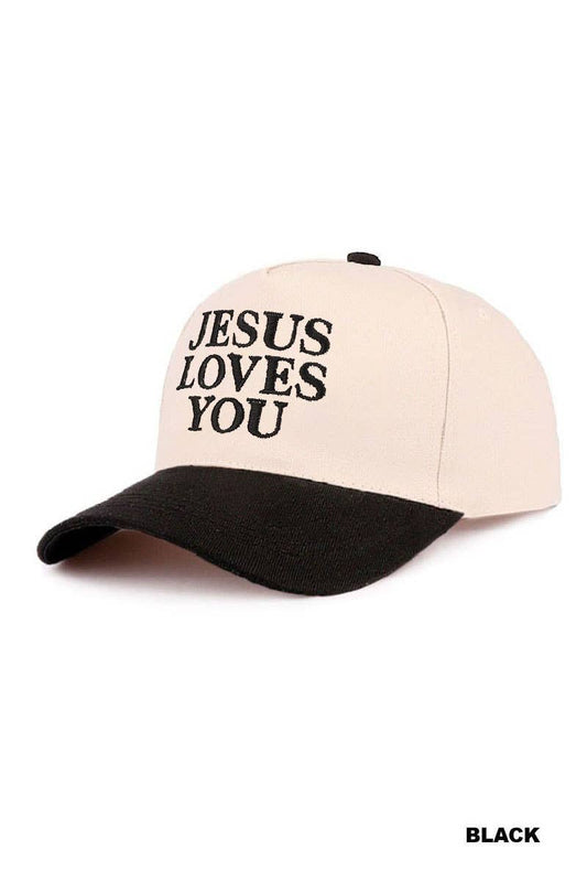 Jesus Loves You Two Tone Cotton Cap