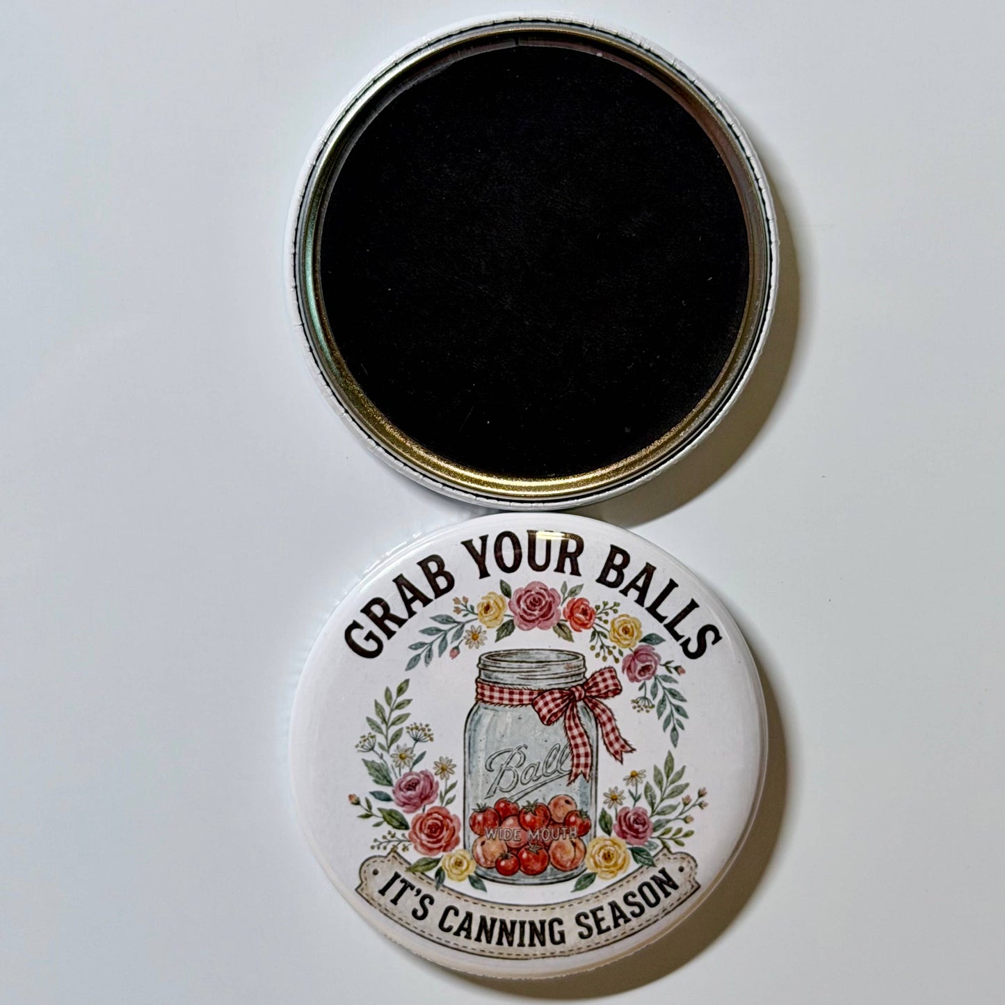Funny Mason Jar / Canning Magnet – Grab Your Balls